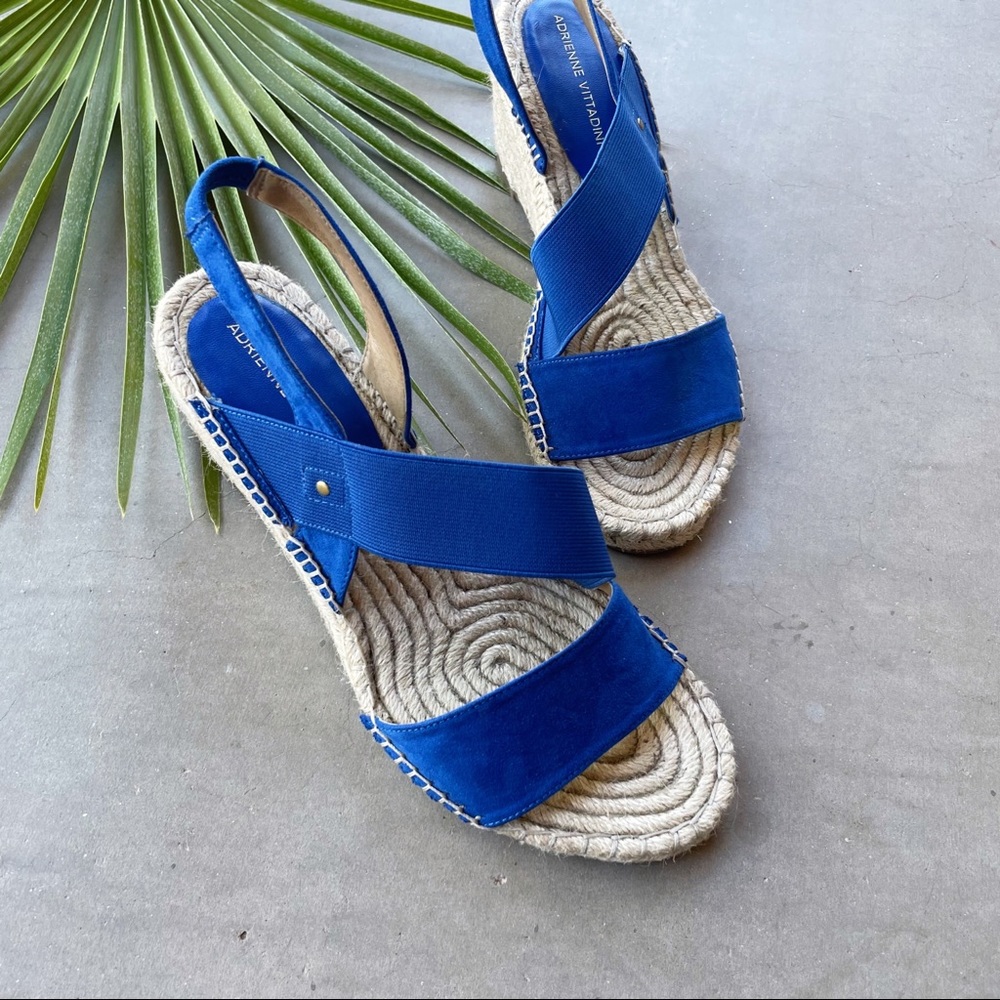 Adrienne Vittadini Royal Blue Espadrille Wedge Sandals - Picture 6 of 10
